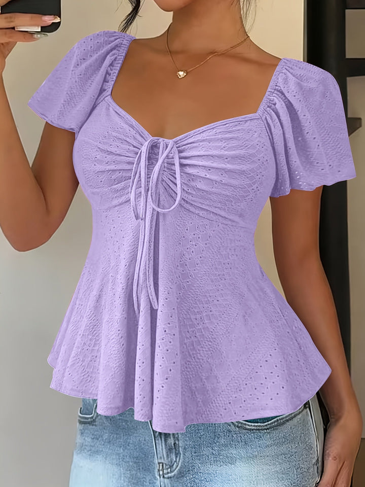 María Ángela | Top peplum de manga corta abullonada
