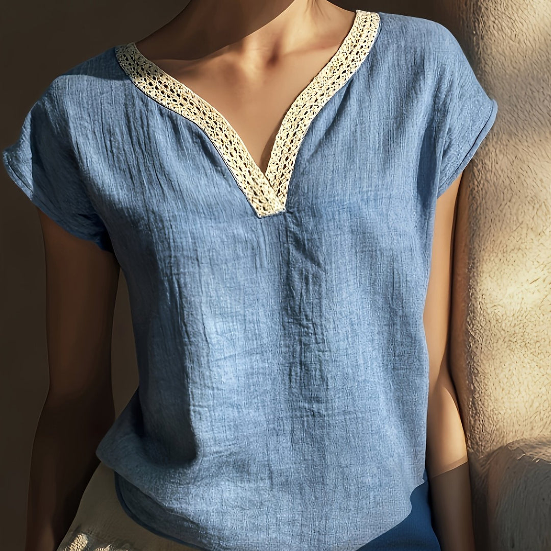 Maritza | Blusa escote en V con encaje