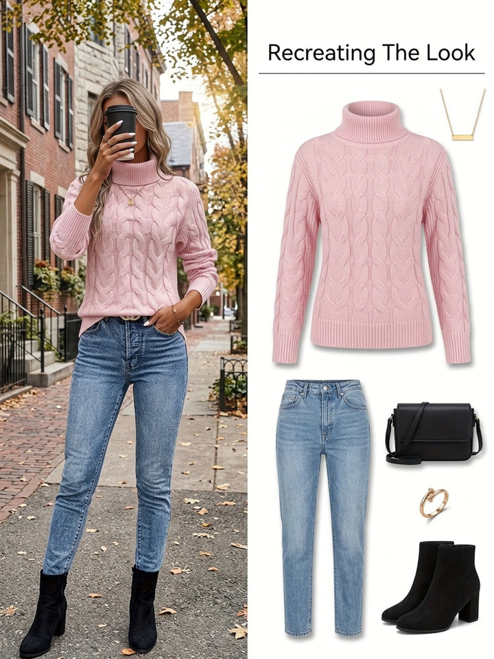Sarai | Sweater de punto trenzado cuello alto
