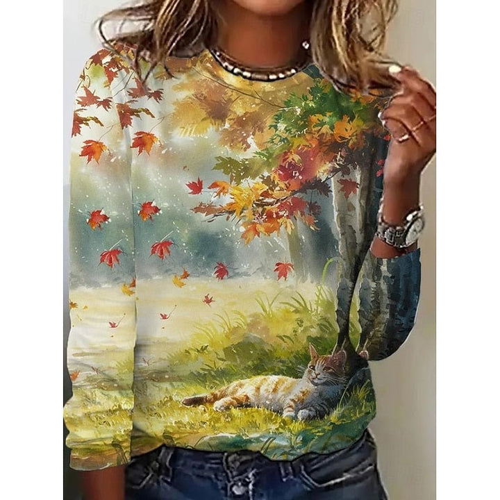 Almendra | Blusa manga larga estampado botánico