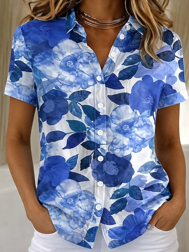 Urbana | Blusa camisera floral de manga corta