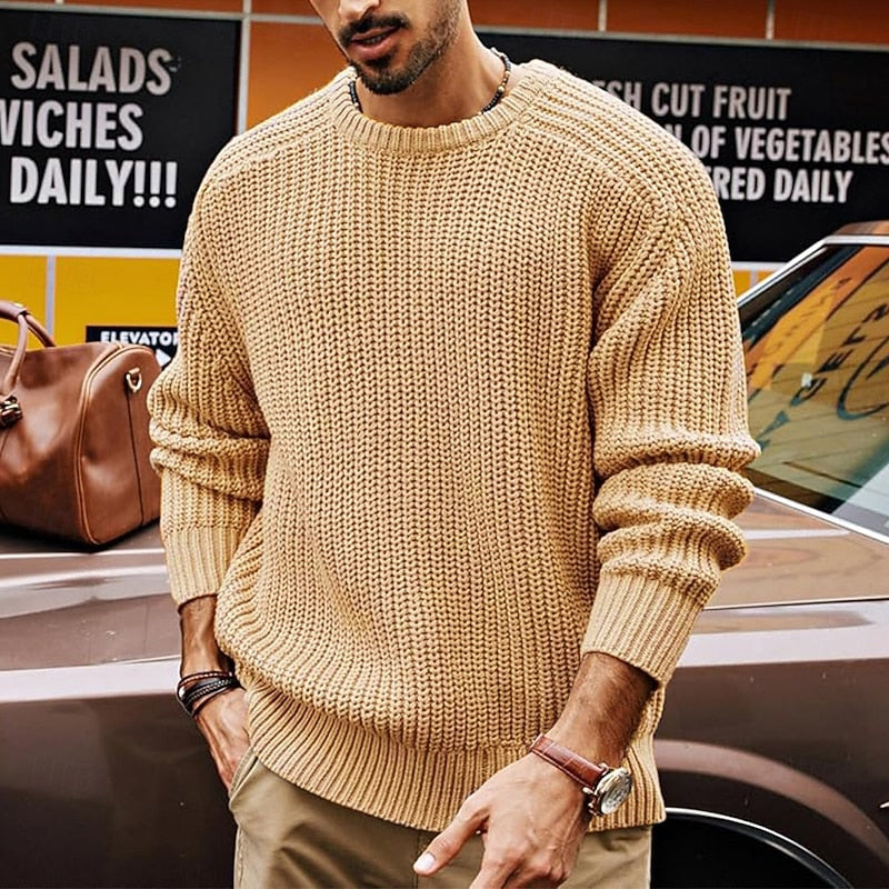 Cristóbal | Sweater de punto acanalado cuello redondo