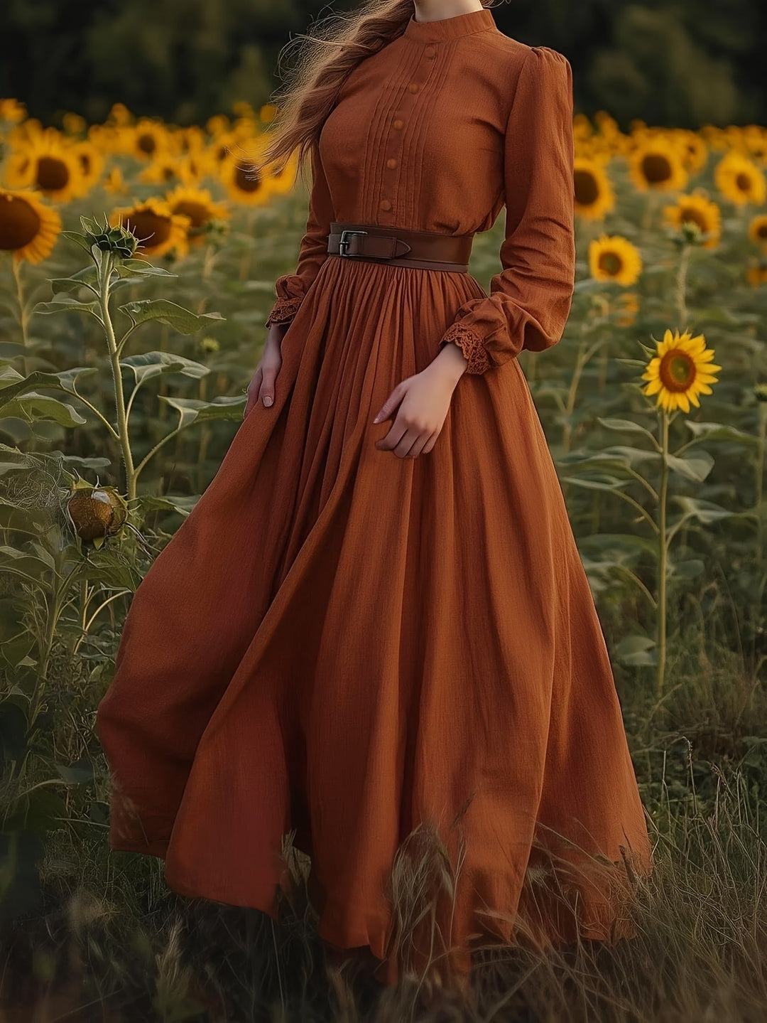 Digna | Vestido largo plisado vintage