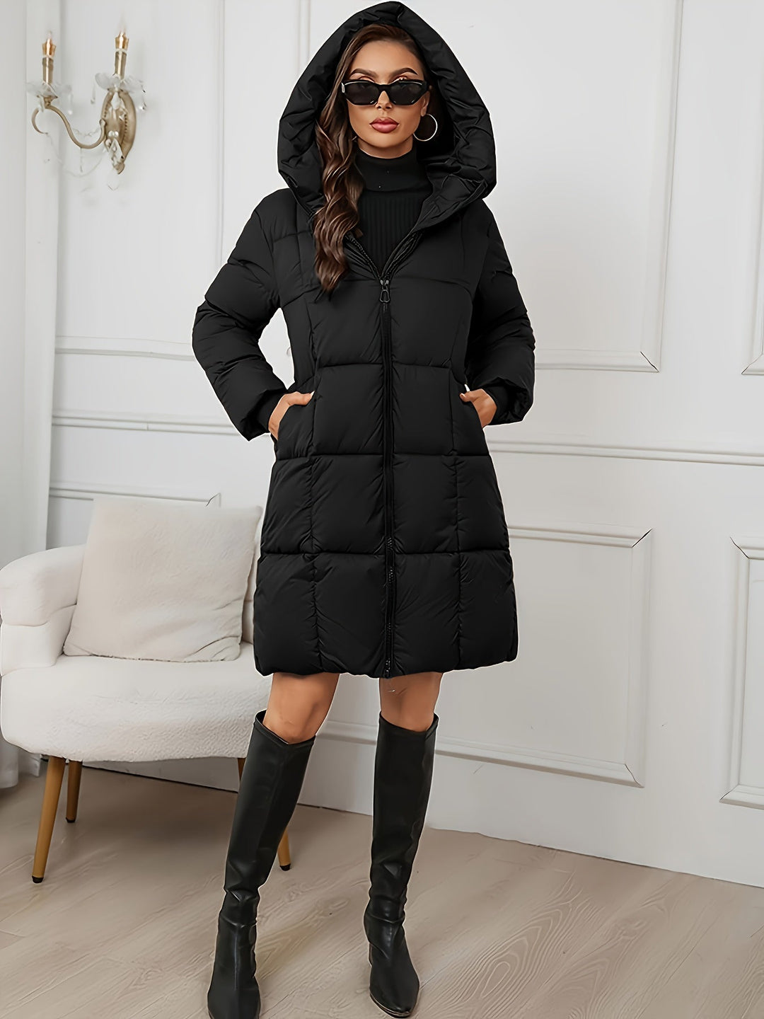 Zoila | Parka larga acolchada con capucha