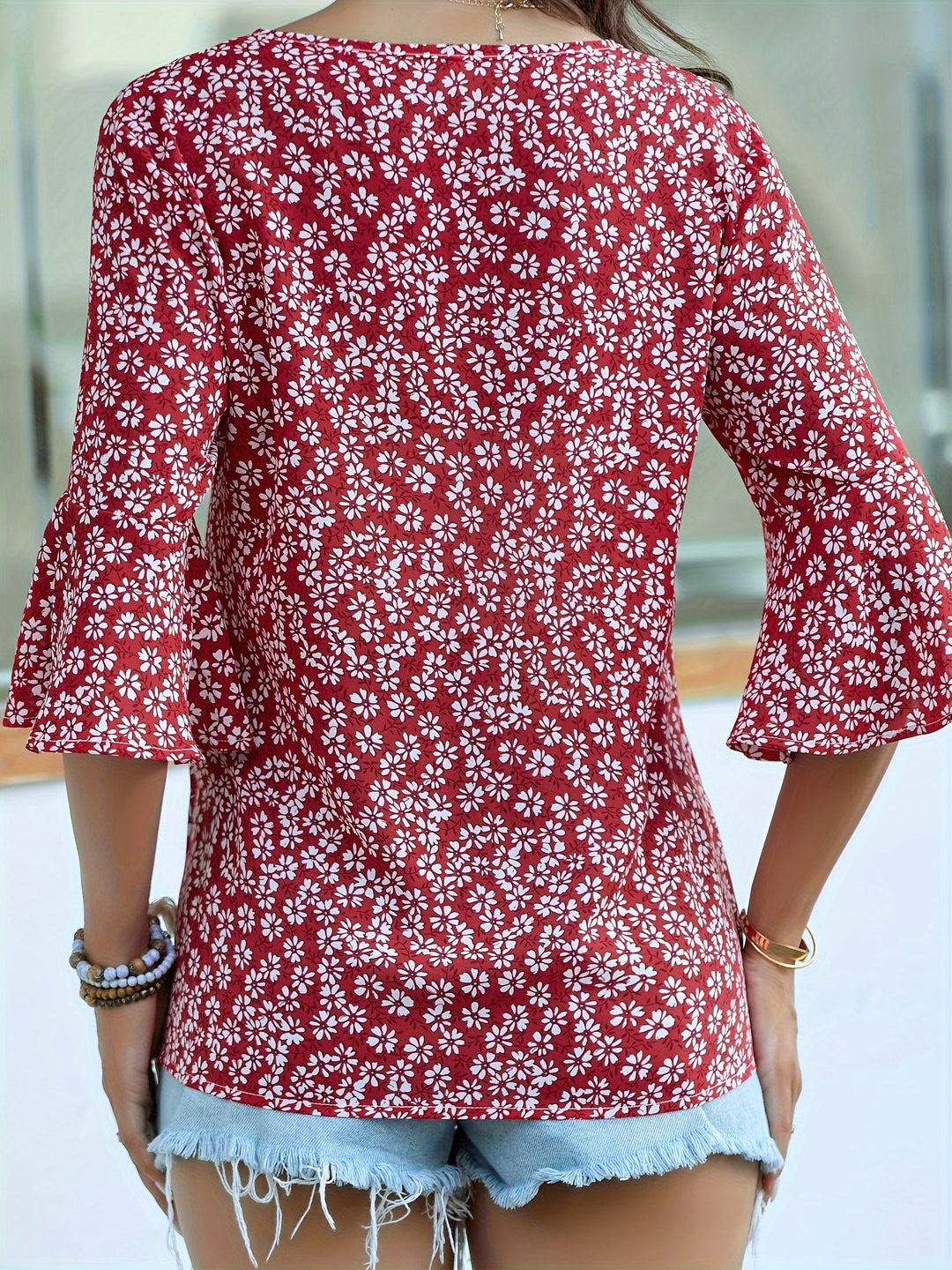 Sheila | Blusa floral con mangas volantadas