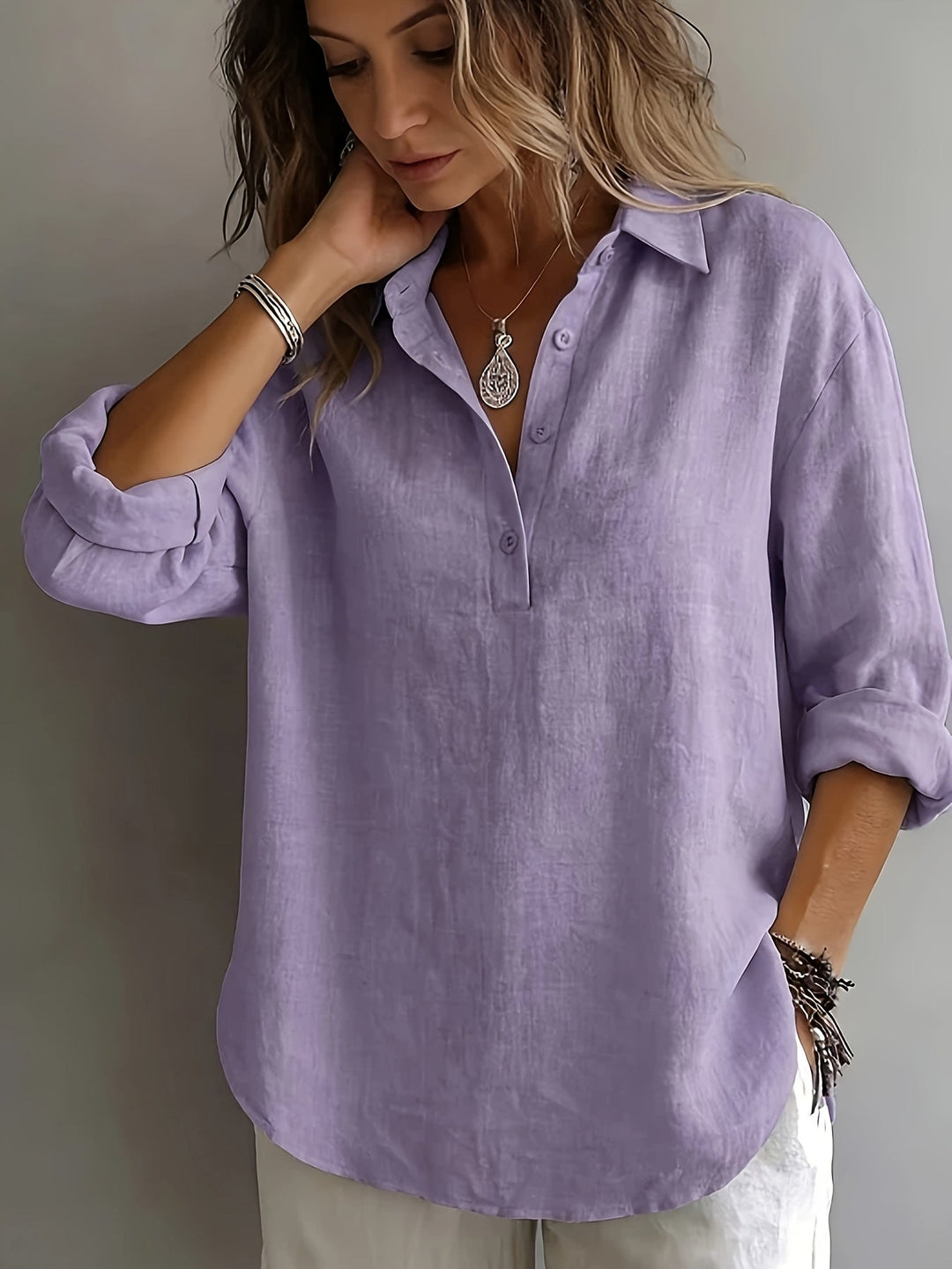Herminia | Blusa holgada con cuello camisero
