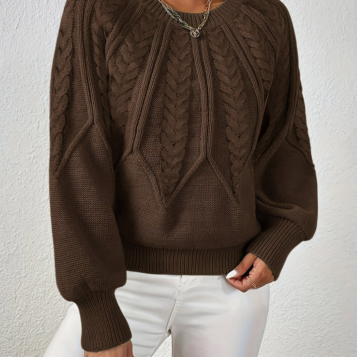 Verónica | Sweater de punto trenzado cuello redondo