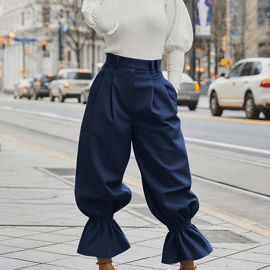 Yanira | Pantalón de pierna ancha con ruedo fruncido