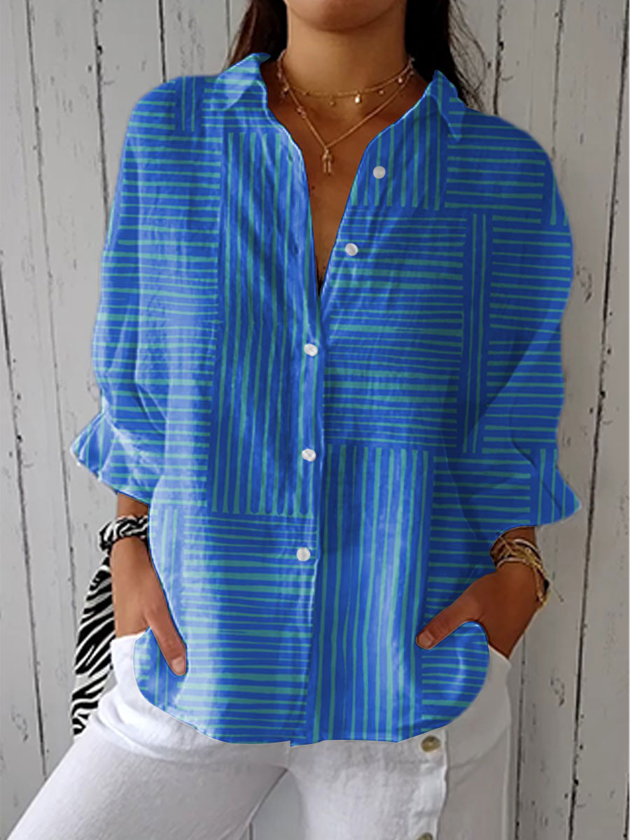 María Macarena | Blusa de rayas con cuello camisero