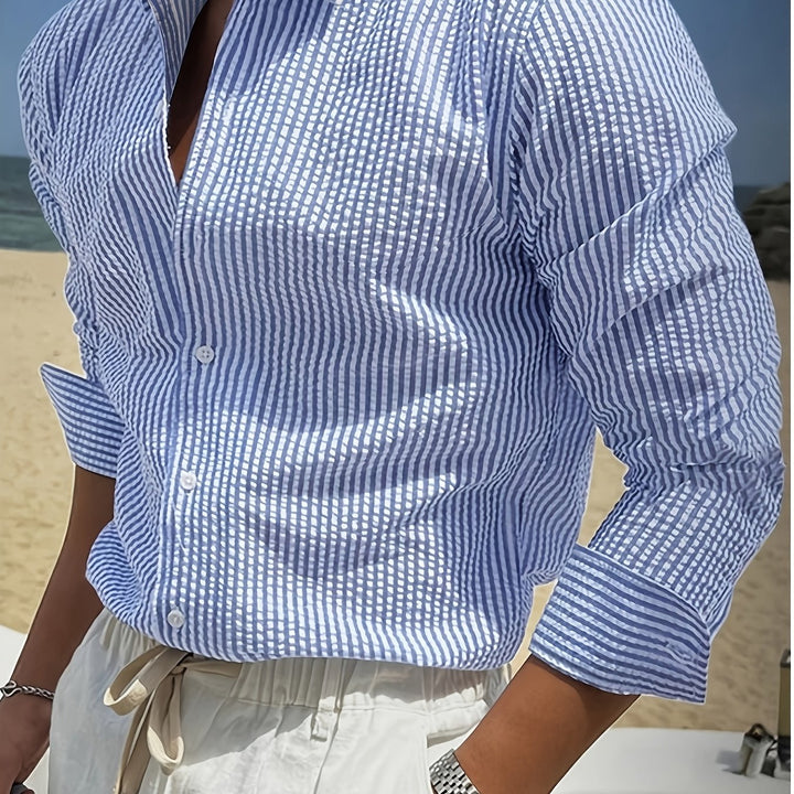 Kurt | Camisa de rayas con textura manga larga