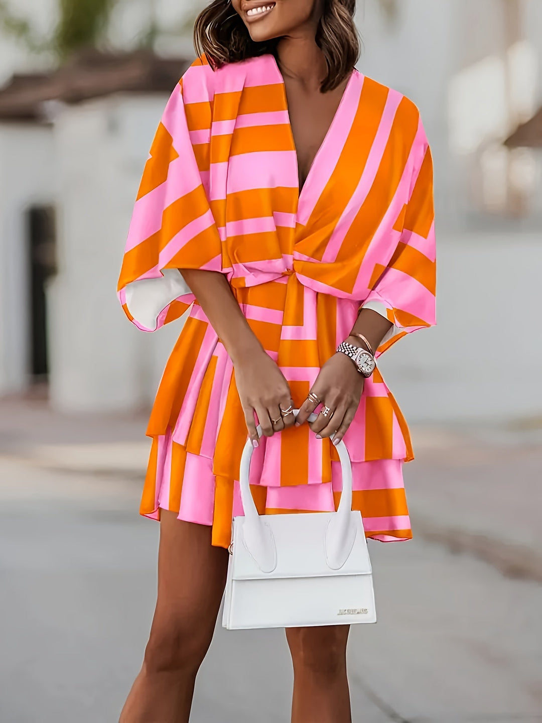 Hilaria | Vestido cruzado manga murciélago