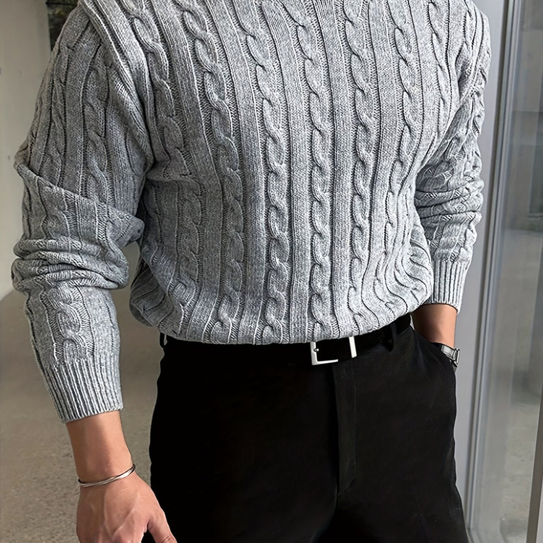 Josué | Sweater de punto trenzado cuello redondo