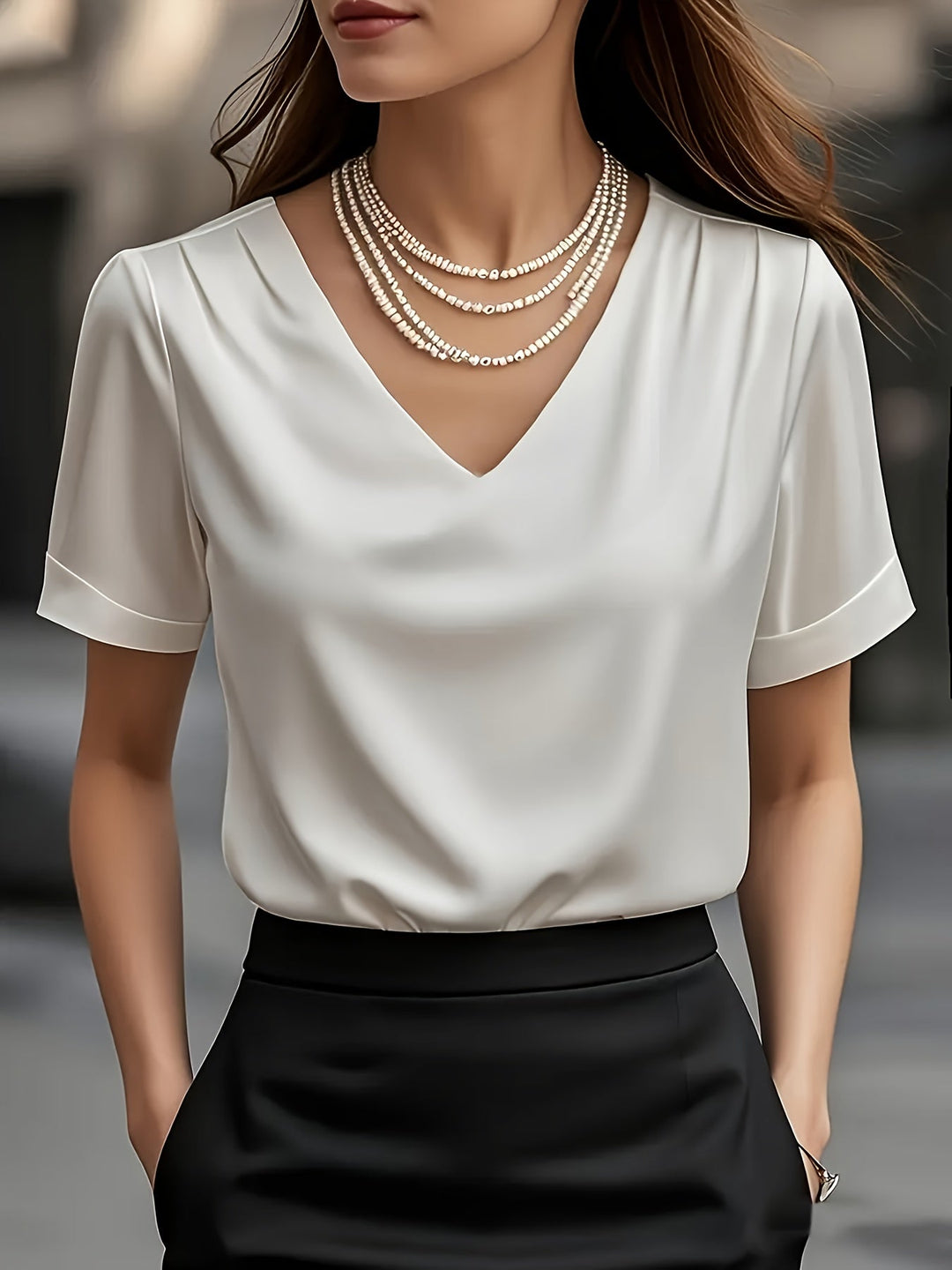 Elicura | Blusa drapeada cuello V