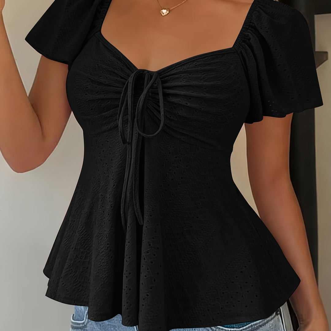 María Ángela | Top peplum de manga corta abullonada