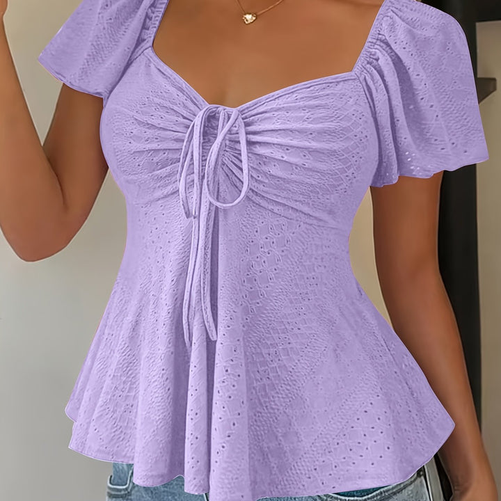María Ángela | Top peplum de manga corta abullonada