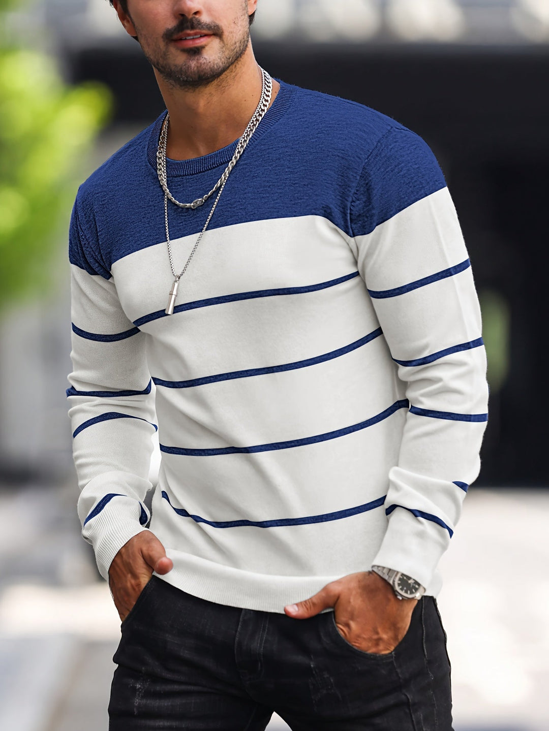 Enrique | Sweater a rayas cuello redondo
