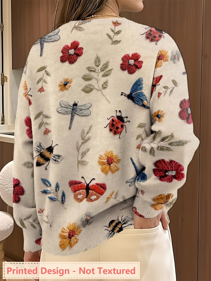 Claudia Andrea | Sweater con estampado botánico cuello redondo