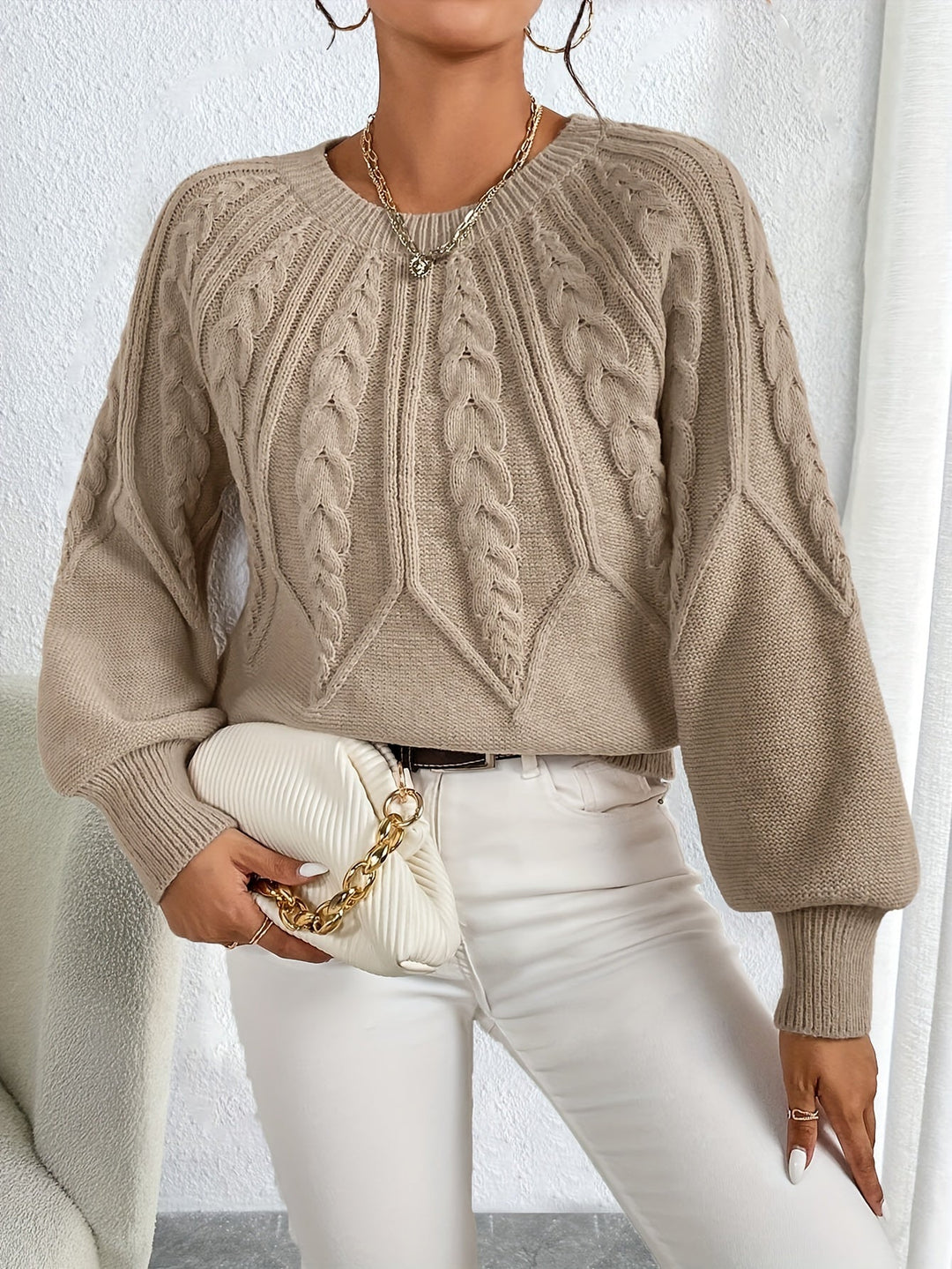 Clementina | Sweater tejido con textura de trenzas