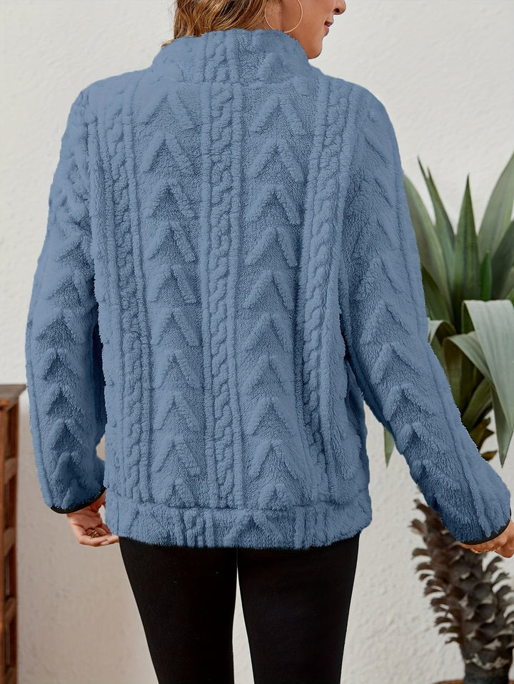 Manuela | Pullover texturado con media cremallera