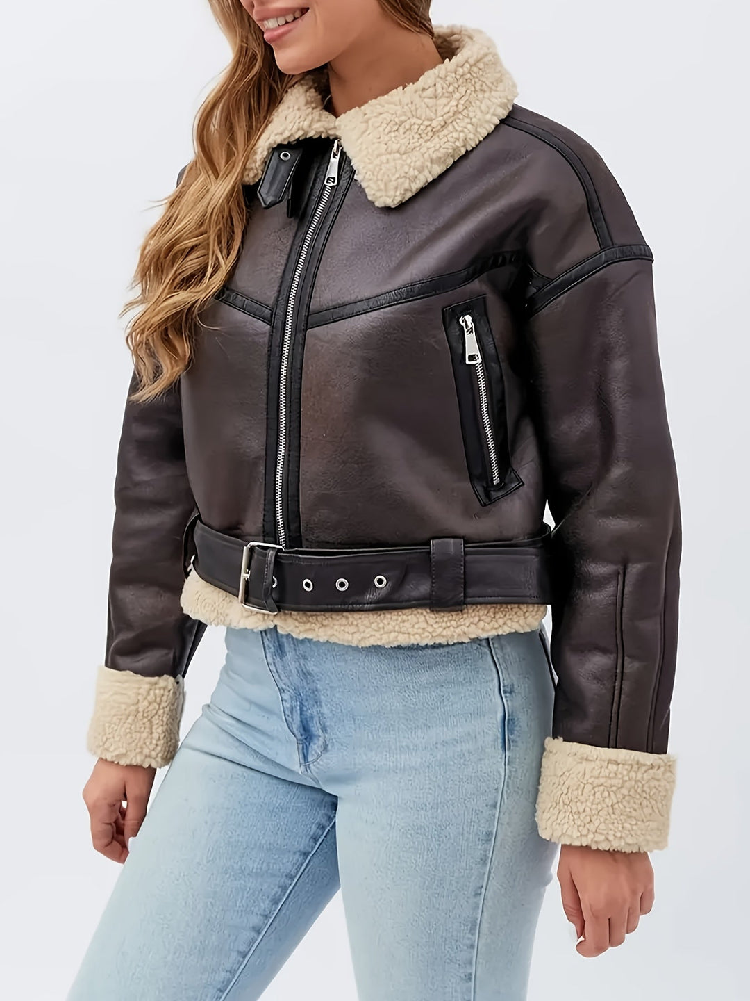 Marcela | Chaqueta biker forrada en peluche
