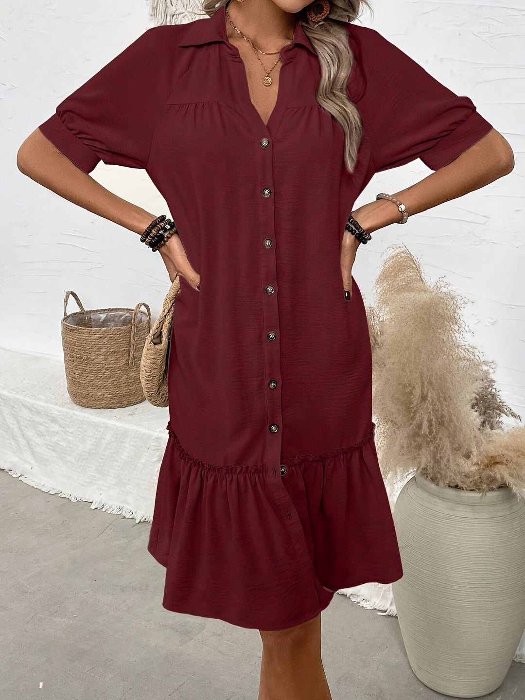 Verena | Vestido camisero boho con botones