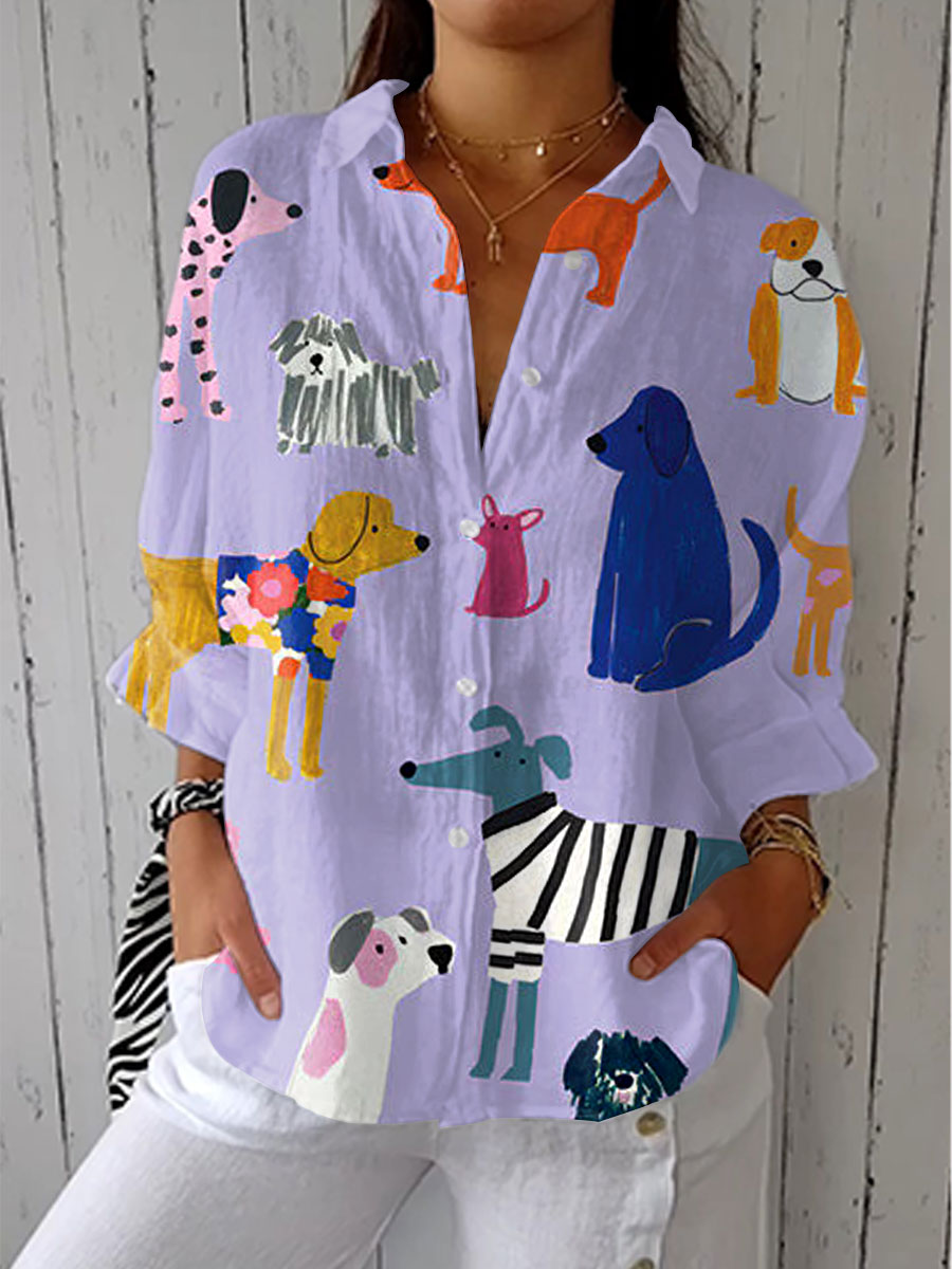 Ailín | Blusa con botones estampado de perritos