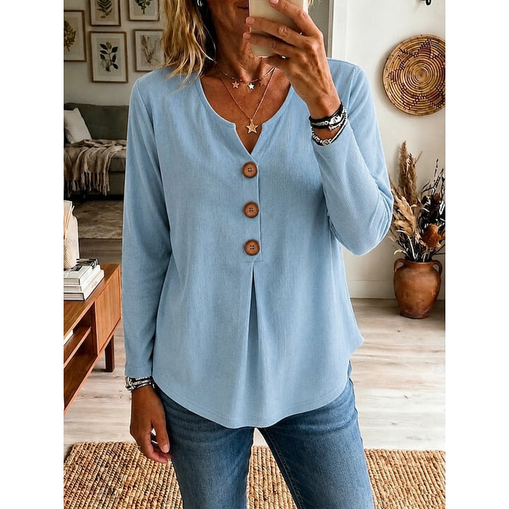 Natividad | Blusa con escote en V y botones