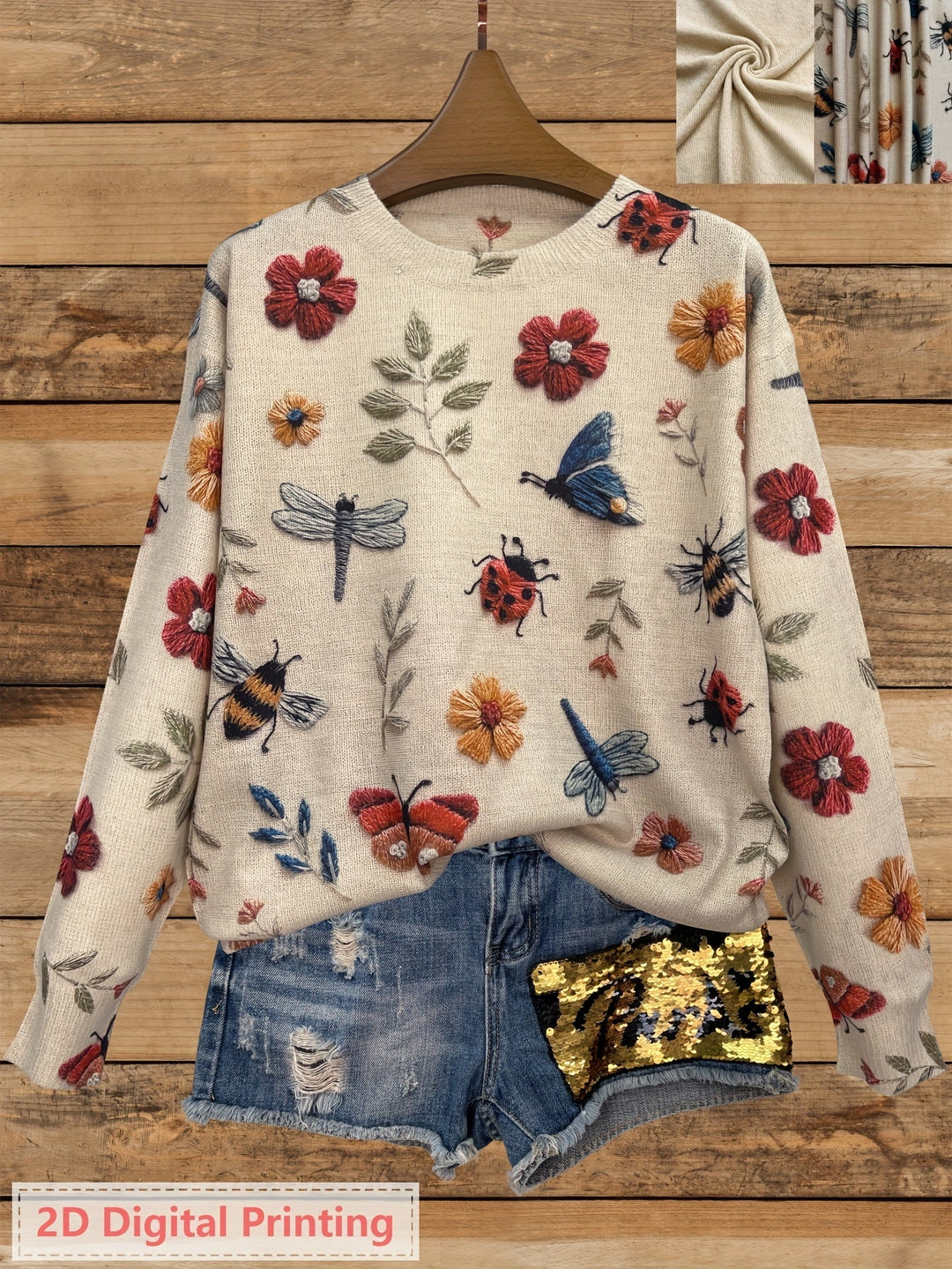 Claudia Andrea | Sweater con estampado botánico cuello redondo
