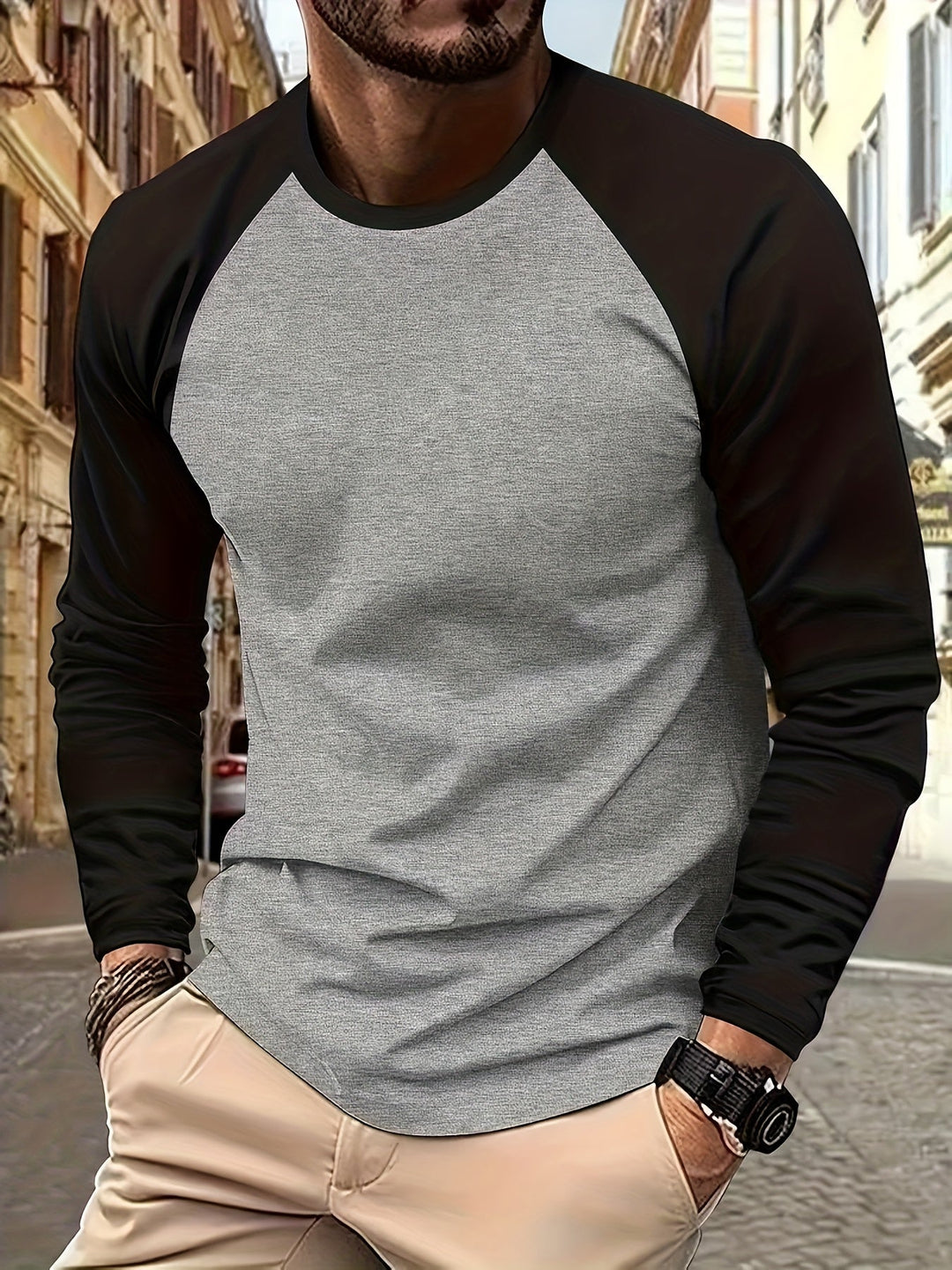 Diego Ignacio | Polera manga larga bicolor