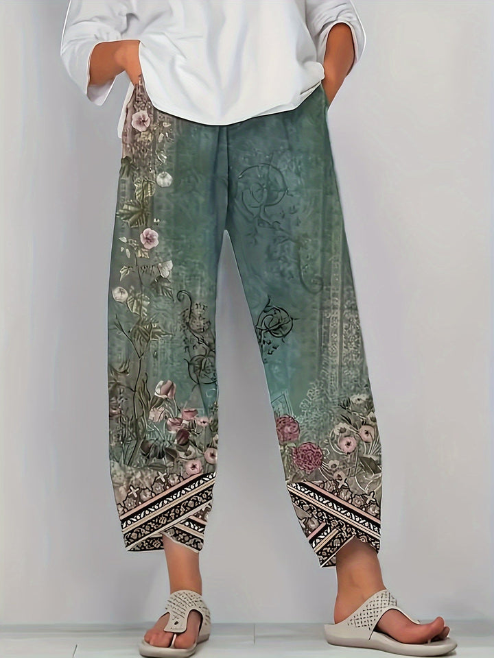 Aymara | Pantalón capri con estampado botánico