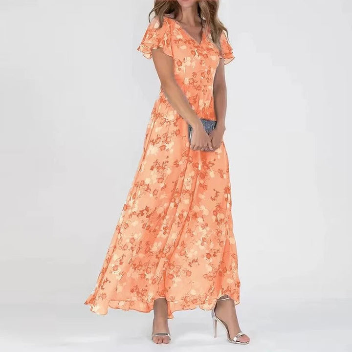 Roberta | Vestido largo floral manga corta