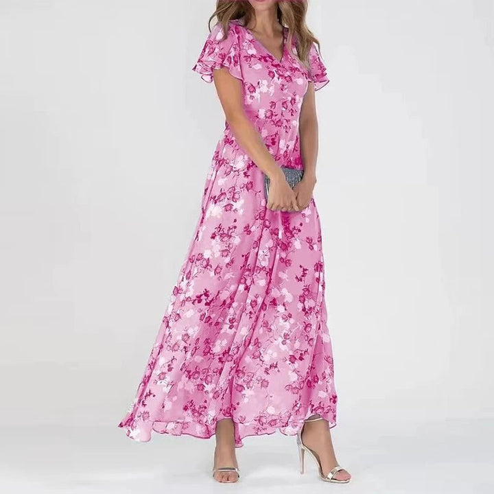 Roberta | Vestido largo floral manga corta