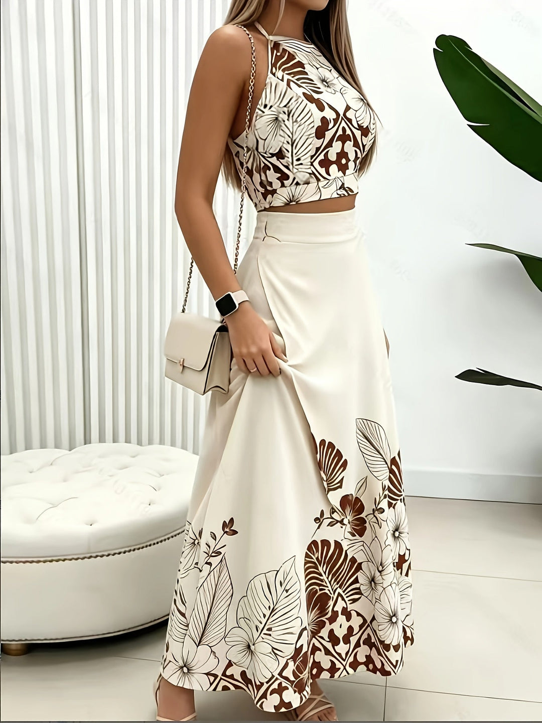 Angelina | Conjunto de falda con estampado botánico
