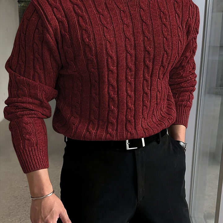 Josué | Sweater de punto trenzado cuello redondo
