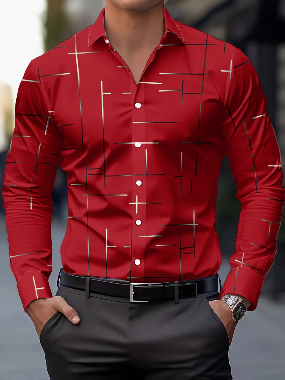 Fabricio | Camisa con estampado de líneas