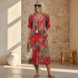 Domitila Rosa | Vestido midi estampado