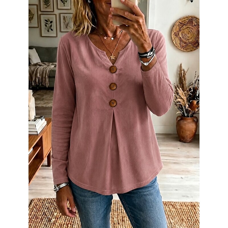Natividad | Blusa con escote en V y botones