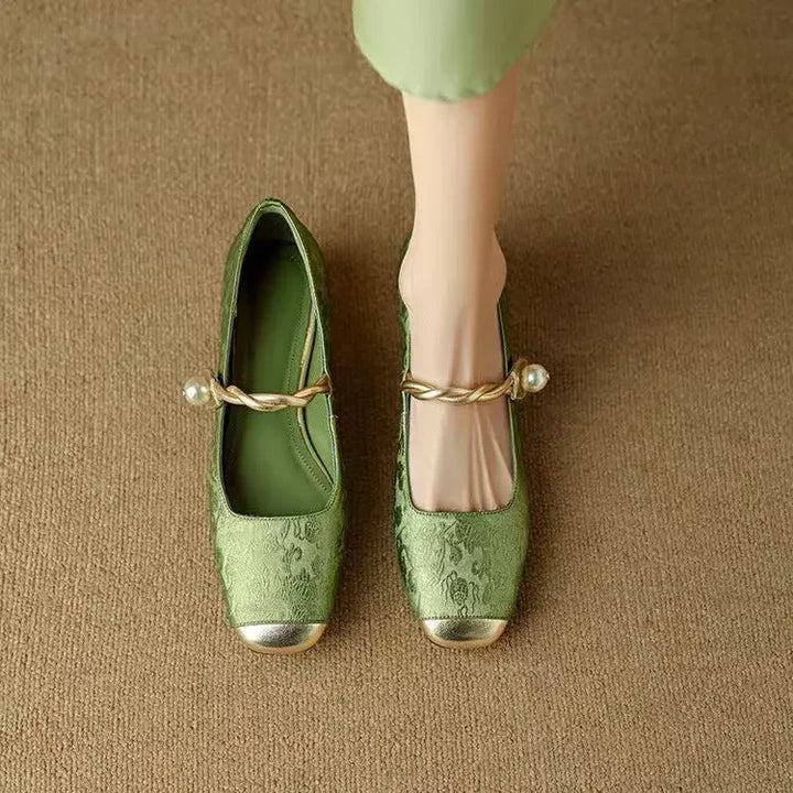 Berenice | Zapatos mary jane con tira trenzada y perla