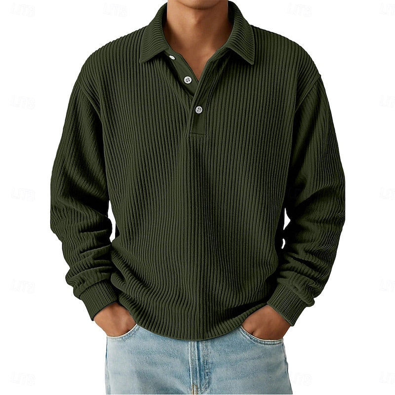 Eric | Polera polo texturizada de manga larga
