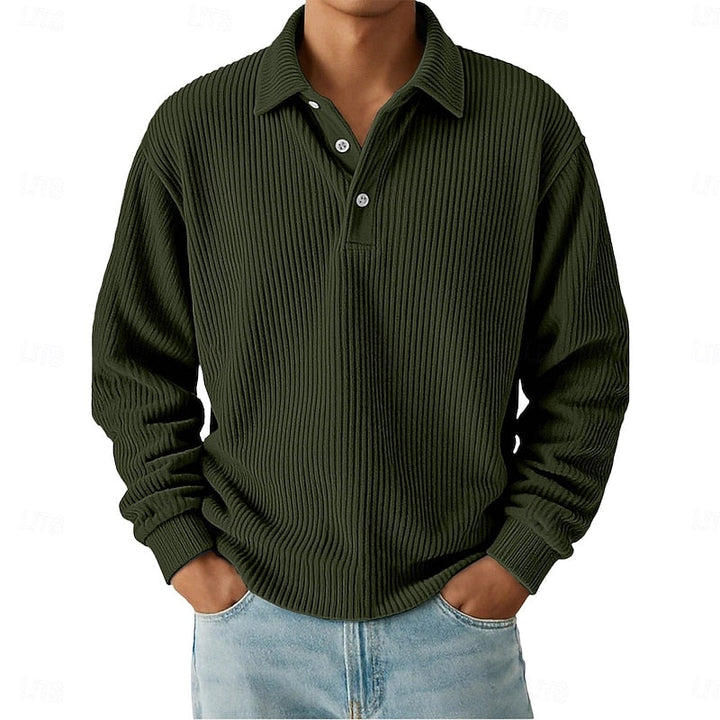Eric | Polera polo texturizada de manga larga