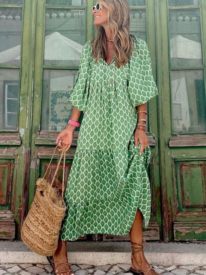 Alba Luz | Vestido largo escote en V manga amplia