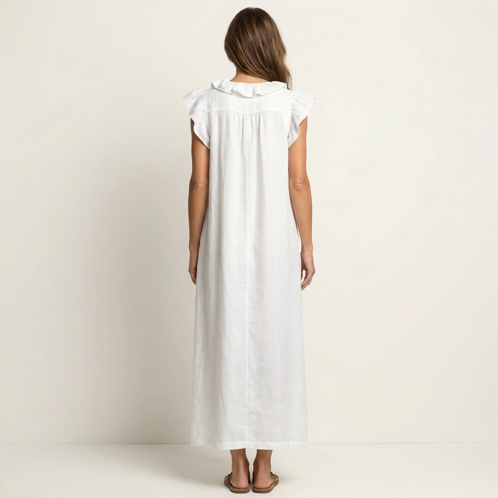 Silvia | Vestido largo con escote en V y volantes