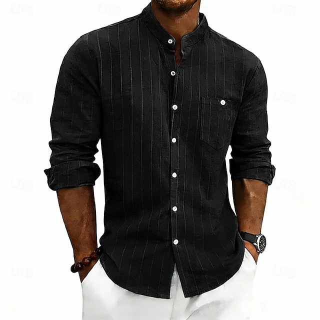 Moisés | Camisa de rayas con cuello mao