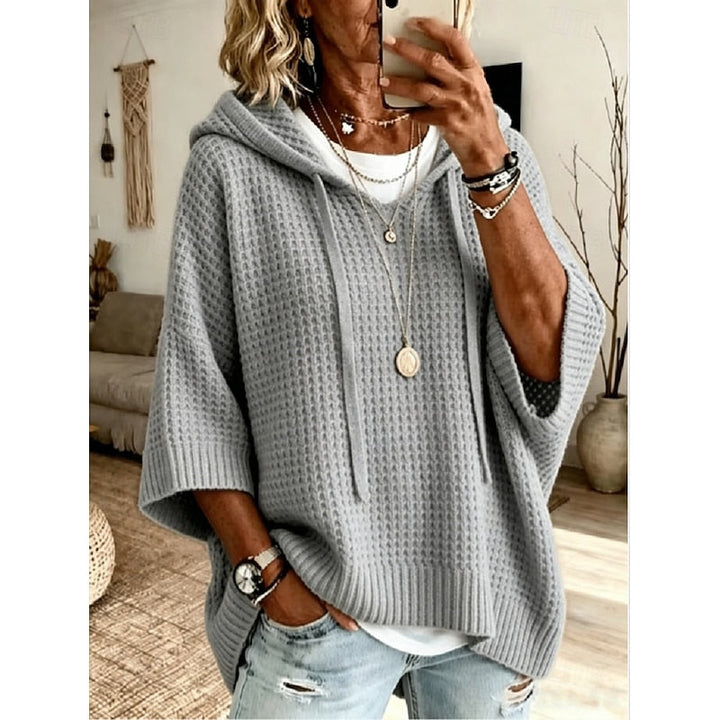 Ivania | Sweater con capucha tejido waffle holgado