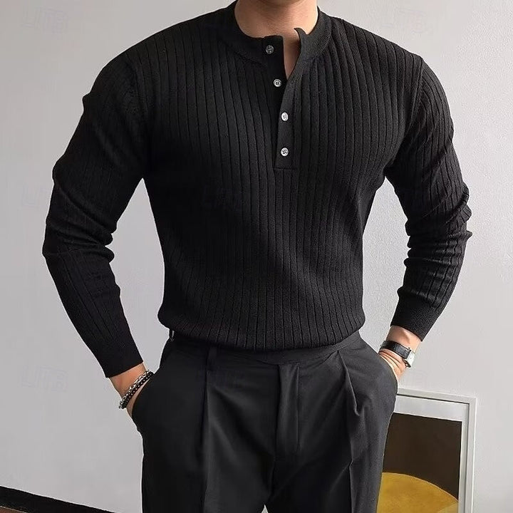 Cornelio | Sweater henley acanalado