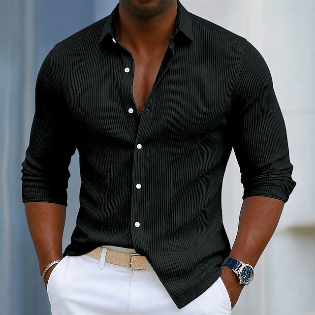 Eleuterio | Camisa manga larga con textura acanalada