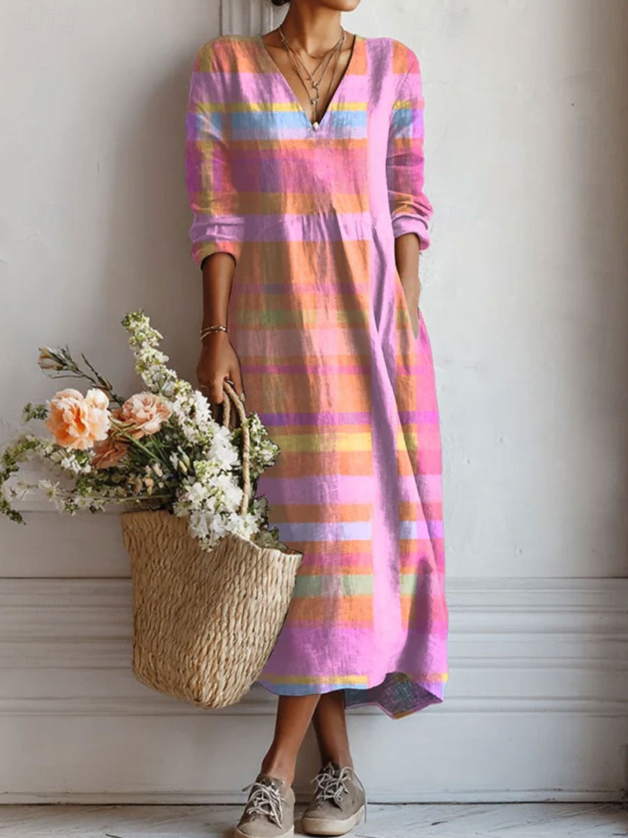 Bélgica | Vestido largo multicolor manga larga