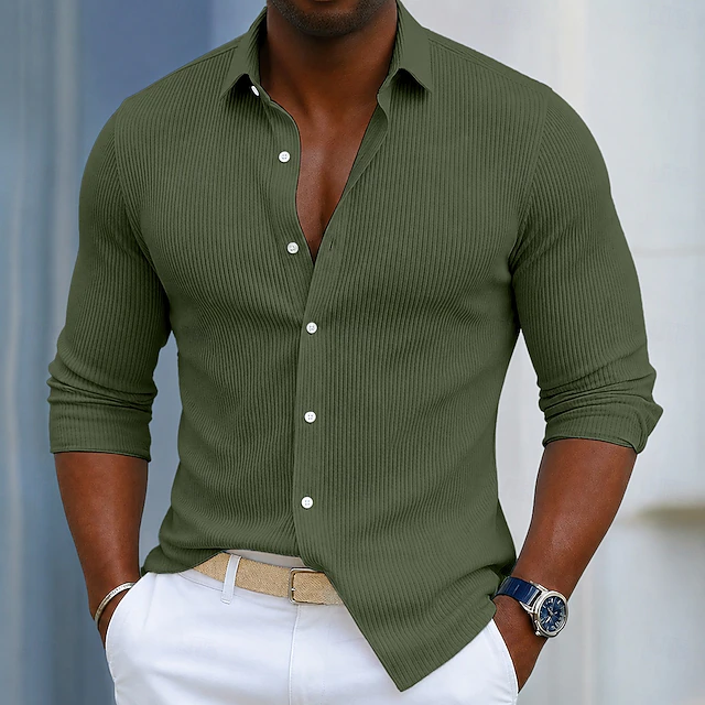 Eleuterio | Camisa manga larga con textura acanalada