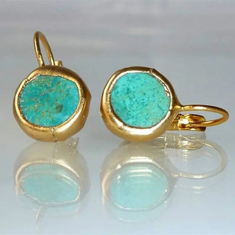Anaid | Aros elegantes de piedra turquesa y dorado
