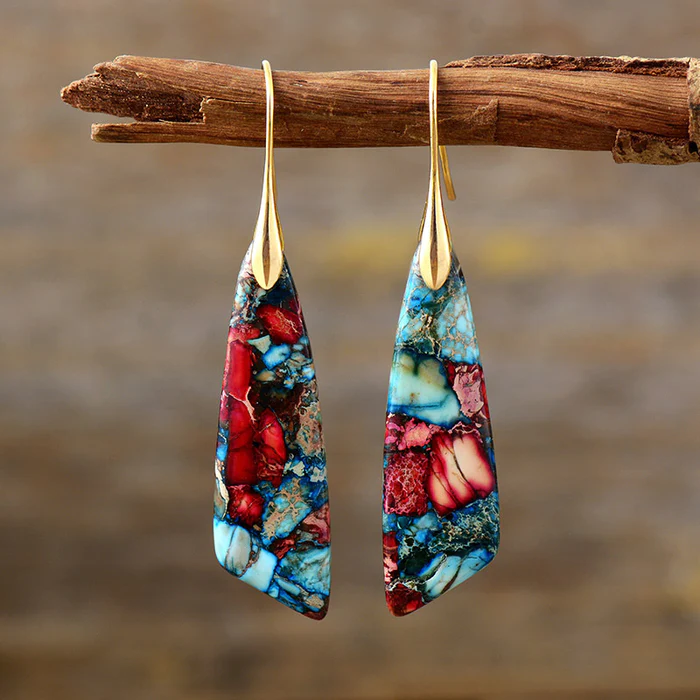 Roswitha | Aros colgantes de piedra multicolor